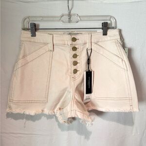 Hi-Rise Frayed Denim Shorts